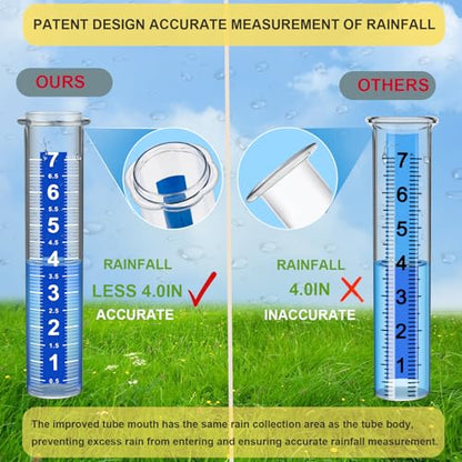 Rain Gauge Outdoor, New Upgraded Distinct Thickened Tube Rain Measure Gauge with Bold White Large Numbers, Adjustable Height Accurate Rain Meter Stake for Garden Lawn Patio - size: 3-Section Rain gauge White
