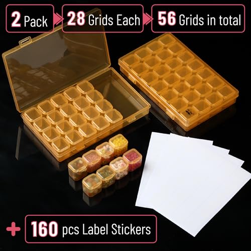 Mr. Pen- Bead Storage Containers, 28 Grids, 2 Pack, Transparent Orange - color: Transparent Orange, size: 2 Pack-56 Pcs(6.8"x4.4"x1")