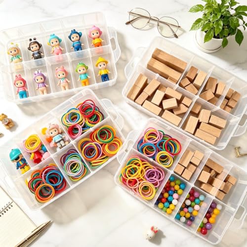 Guyuyii 4-Tier Stackable Storage Organizer Box with Carrying Handle - color: 1 pack 40 compartment