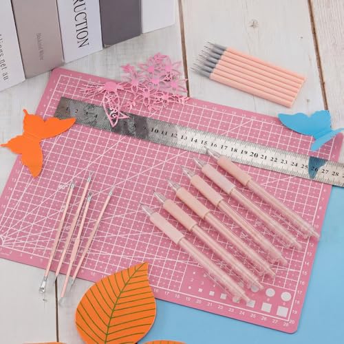 24 Pcs Craft Knife Pen Set, 6 Craft Knives with 12 Refills, Pink - color: Pink