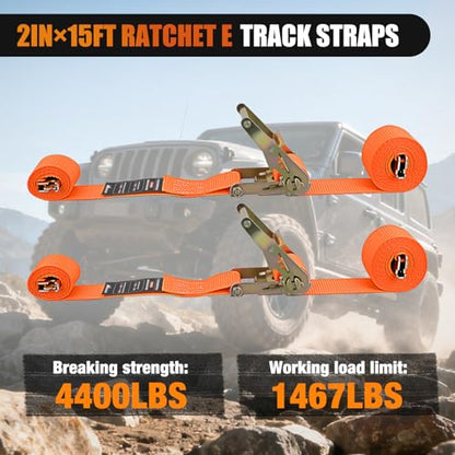 Nilight E-Track Ratchet Straps 8 Pack 2" x 15' Orange - color: 2in x 15ft E-Track Ratchet Straps