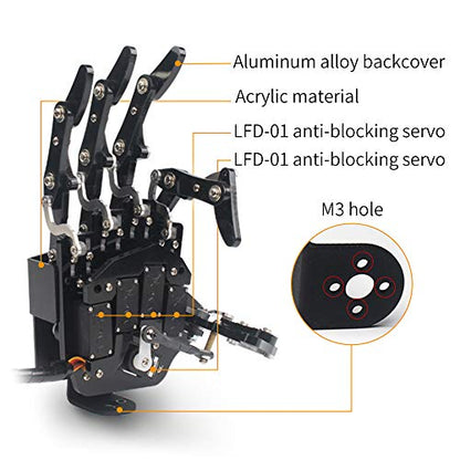 Robot Hand Five Fingers Solely Movement Bionic Robot Mechanical Arm DIY, Left Hand - style: Left Hand