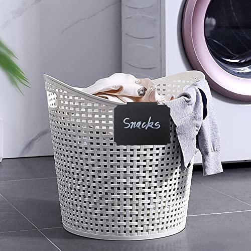 10 Plastic Basket Bin Label Clip on Removable Kitchen Pantry Label Clip with White Chalk Markers for Storage Bin Box Hanging Bin Clip Label (10)