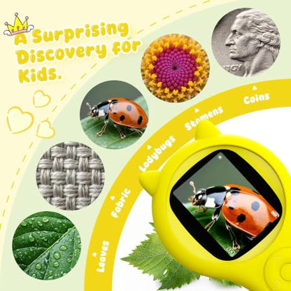Kids Microscope, 500X Digital Magnifying Glass, STEM Toy, Yellow - color: Yellow, size: 1 Pcs