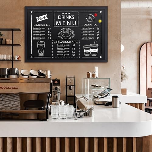 SELEAD Magnetic Chalkboard Words Sign - 24" x 36", Black Wood Frame - color: All Black, size: 36"W x 24"H