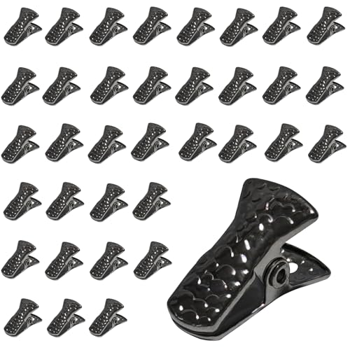 35 Pack Mini Metal Alligator Clips for Crafts Non-Slip Silicone-Coated Retro DIY Badge Small Spring Clips (Deep Black) - color: Deep Black