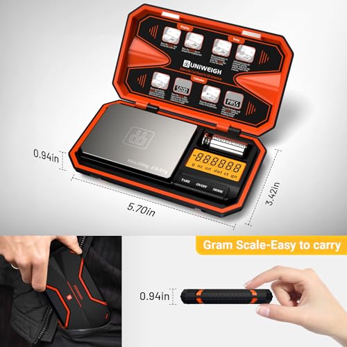 UNIWEIGH Digital Pocket Scale 200g/0.01g Precision Digital Scale Grams - color: Orange