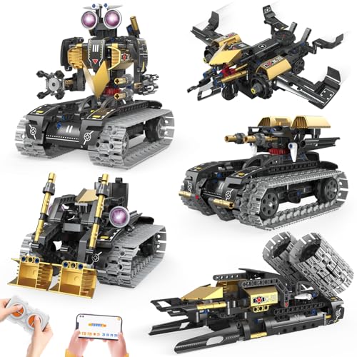 STEM Robot Building Kit for Kids Ages 6-14 | 323 PCS 5-in-1 | 4 Control Modes | APP & Remote Control | Rechargeable Coding Robot Toy | Engineering Educational Gift for Boys Girls - style: K96185