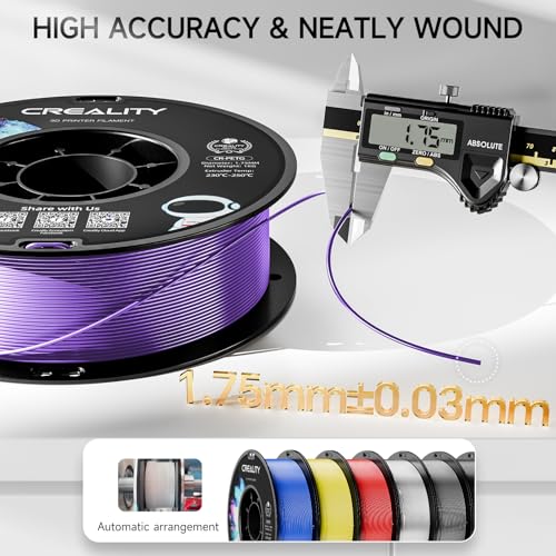 Official PETG 3D Printer Filament 1.75mm 1KG (2.2lbs), High Precision Strong Toughness, Odorless Better Flow Moistureproof 3D Printing Ender Filament(Purple) - color: Purple