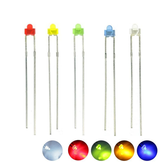 100PCS 1.8mm Round top LED Diode Light Assorted Kit Green Blue White Yellow Red Component DIY (Diffused Len Kit (R,G,B,W,Y), 1.8mm Round top) - color: Diffused Len Kit (R,g,b,w,y), size: 1.8mm Round top