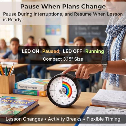 Magnetic Visual Classroom Timer, 60-Min Countdown Timer for Kids, Black - color: Black