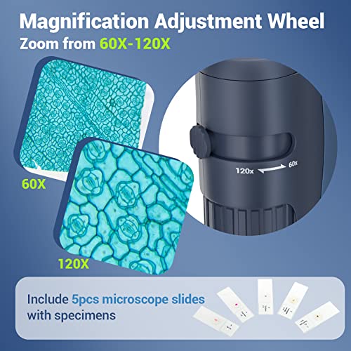 Pocket Microscope for Kids 60X-120X Handheld Science Learning Toy