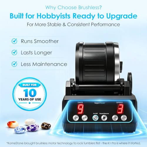 KomeStone K1 Pro Quiet Rock Tumbler Kit for Kids & Adults - color: Blue Outline