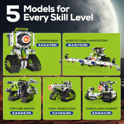Robot Building Kit with APP/Remote Control STEM Gifts for Boys Age 6-16,Technic Coding Robotic Toys for Kids Birthday, Buildable 5in1 Models with 337+ Pieces - style: K96158