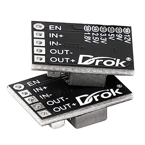 DROK 1.8V/2.5V/3.3V/12V/9V/5V Buck Converter Adjustable Pack of 5 - color: Black