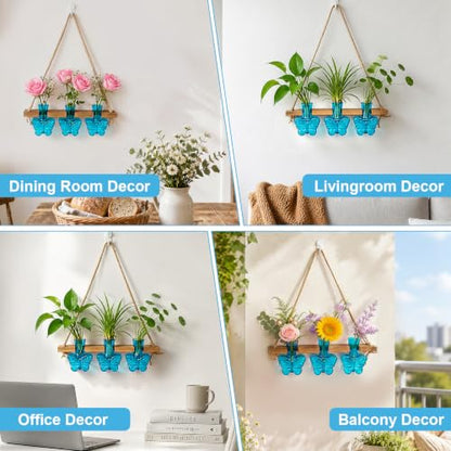 XXXFLOWER Plant Propagation Station Wall Hanging Butterfly Shaped Vase Blue - color: Blue-3 Butterfly Vase