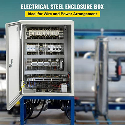 VEVOR NEMA Steel Enclosure, 16 x 12 x 8'' NEMA 4X Steel Electrical Box, IP66 Waterproof & Dustproof, Outdoor/Indoor Electrical Junction Box, with Mounting Plate - size: 16 x 12 x 8