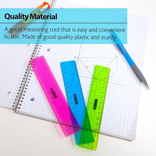 BAZIC Products 6 in Clear Plastic Ruler, Inch & Metric, 3 Pack, 2-Pack - size: 2-Pack
