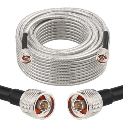 MOOKEERF RG8X N Male to N Male Cable 50FT,Ultra Low Loss N Cable 50 ohm RG8X Stranded Core for WiFi Router,Amplifier,Antenna,Signal Booster Use - size: 50FT