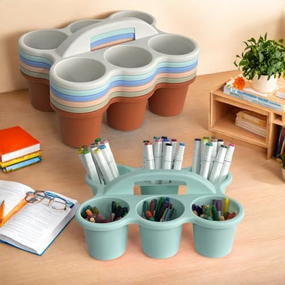 6 Pack Plastic Classroom Caddy Organizer with Handle, 6 Compartment, Boho - color: Boho