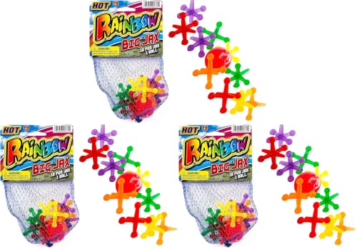 JA-RU Big Jacks Toy Set (Pack of 3 Units) Kids Jax Classic Games Great Party Favors or Pinata Filler in Bulk. 731-1 - size: Pack of 3
