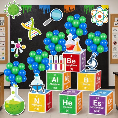 66Pcs Science Lab Party Decoration Pre-Folded Cardstock Kit Green Blue - color: Green Blue
