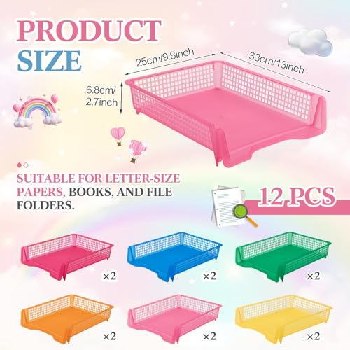 Geetery Turn in Trays Classroom, Clear Mixed Color, Set of 12 - color: Clear Mixed Color