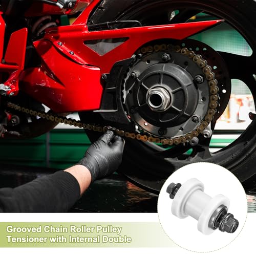 PATIKIL 8mm Grooved Roller Pulley Tensioner Chain Roller Pulley Mini White - color: White