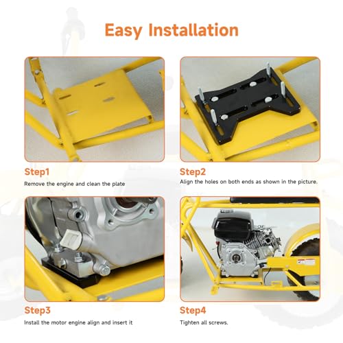 FVRITO Motor Engine Mounting Plate for Predator 212cc 196cc 224cc GX160 6.6HP OHV Small Clone Engine Mini Bike Coleman CT200U BT200X CC100X Baja Doodlebug DB30 Parts Aluminum Black - size: Black