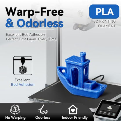 Kingroon PLA 3D Printer Filament, Dimensional Accuracy +/- 0.02 mm, 1 kg Spool(2.2lbs), 1.75 mm，Blue - color: 1kg Blue