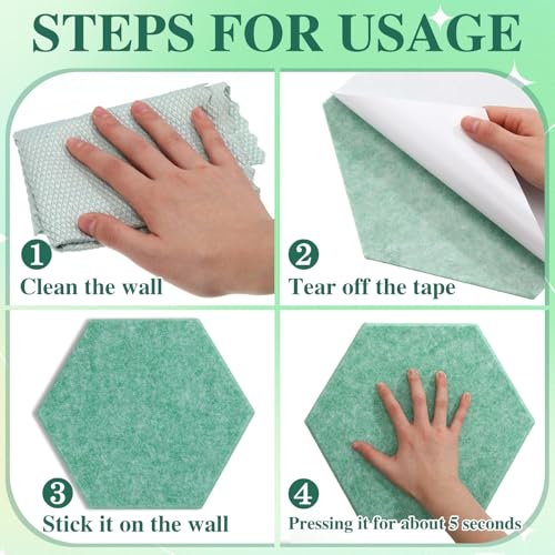 Mooliwe 8 Pcs 12 Inch Hexagon Cork Board Tiles Pins Clips, Green - color: Green