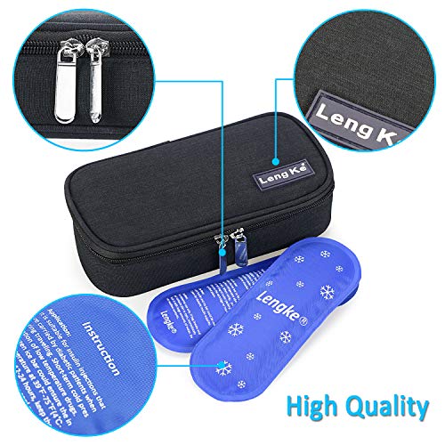 YOUSHARES Insulin Travel Case - Insulated Medication Cooler Travel Bag for Diabetic Insulin Pen and Vials Storage with 2 Cooling Ice Packs (Black) - color: Black