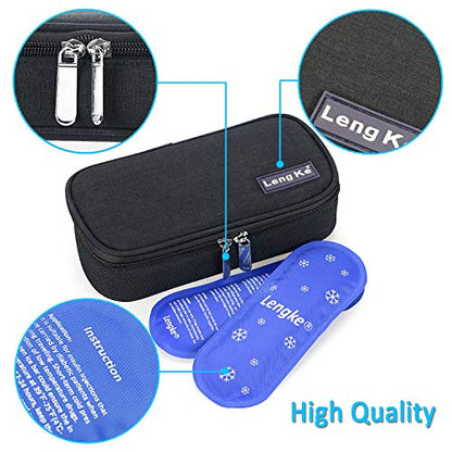 YOUSHARES Insulin Travel Case - Insulated Medication Cooler Travel Bag for Diabetic Insulin Pen and Vials Storage with 2 Cooling Ice Packs (Black) - color: Black