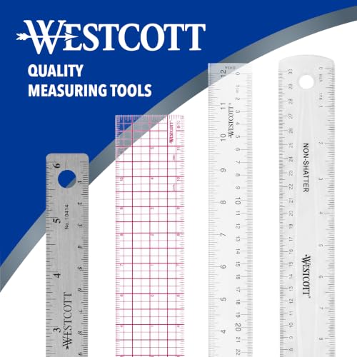 Westcott 10-Piece Math Set for Students, Includes 2 Compasses, Protractor & Ruler, Back to School, Classroom, School Supplies, Geometry Practice, Durable Storage Case