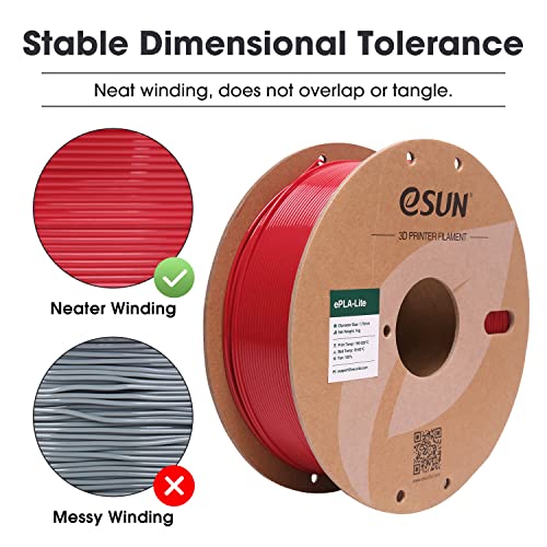 eSUN PLA Filament 1.75mm, High Toughness 3D Printer Filament Upgraded PLA Filament, Dimensional Accuracy +/- 0.03mm, 1KG Cardboard Spool (2.2 LBS) 3D Printing Filament for 3D Printers, Fire Engine Red - color: Fire Engine Red, size: PLA 1.75MM - 1KG