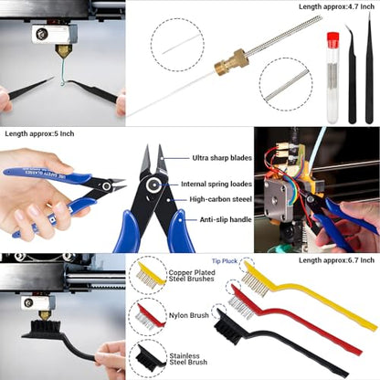164Pcs 3D Printing Accessory Tools with Tool Bag for 3D Printer Modeler Basic Tools Diverse 3D Print Nozzle Cleaning Kit Mini Rotary Tool 3D Printer Tools for Remove/Trim (164, Large Size)