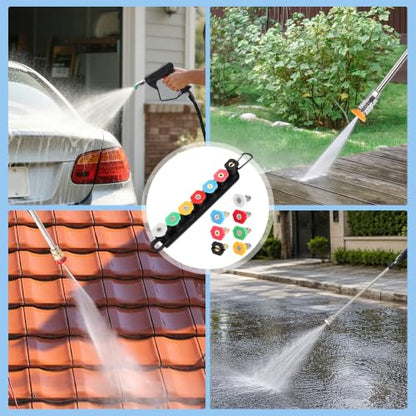 Pressure Washer Tips, Set of 7 Pressure Washer Nozzle Tips with Nozzle Holder, 1/4 Inch Quick Connect, 4000 PSI