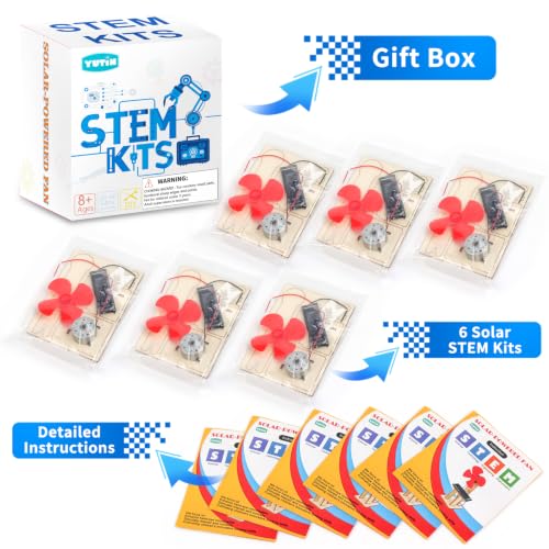 6 Set Solar Fan STEM Kits for Kids Ages 6-12, Science Kits for Classroom
