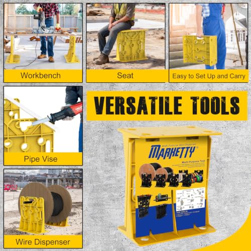 Multi Purpose Wire Dispenser, Cable/Wire Spool Rack, Wire Spool Caddy, Holds Spools Up to 34" In Diameter, Load Capacity 330 LBS, 1 Pair (YELLOW) - color: Yellow