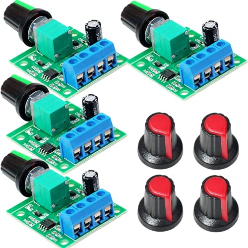 Gebildet 4pcs PWM Low Voltage Motor Speed Controller DC 1.8V/3V/5V/6V/12V 2A 1803BK 1803B Adjustable Driver Switch with Speed Control Knob - style: 12V/2A-4PCS