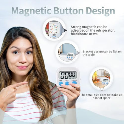 6 Pack Digital Kitchen Timer Magnetic Digital Timer with Big Display Loud Ring Cooking Timers for Cooking, Game, Gym, Break Time, Classroom(6, Multicolor) - color: Colors