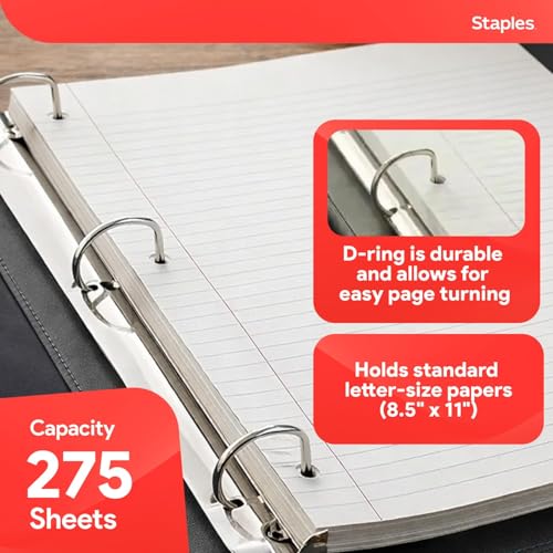 Staples Better 1-Inch D-Ring Binder, Heavy-Duty, Black, 275 Sheets - color: Black, size: 1-Inch