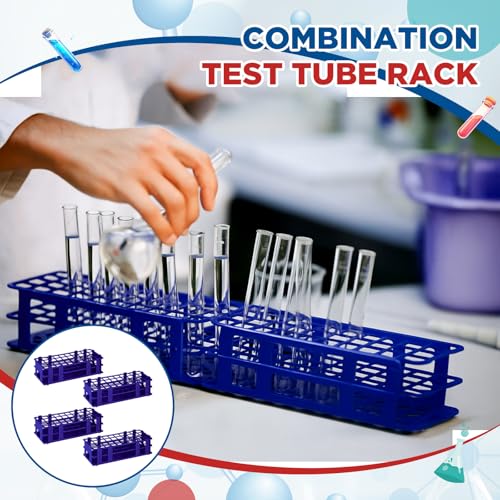 CroBlissful 4 Pcs 40 Hole Plastic Test Tube Rack Lab Holder Rack for 16mm/20mm Tube Detachable, Blue - color: Blue, size: 40 Hole