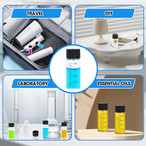 12PCS 4ml Clear Glass Graduated Vials with Screw Caps & Plastic Stoppers - color: CLEAR, size: 4ml
