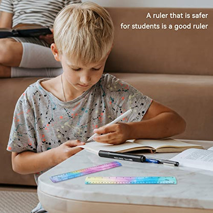 Grevosea 2-Piece Flexible Ruler, 30cm/12inch Plastic Straight Edge Ruler, Soft Bendable for School, Classroom, Office, Kids & Adults - size: 12inch