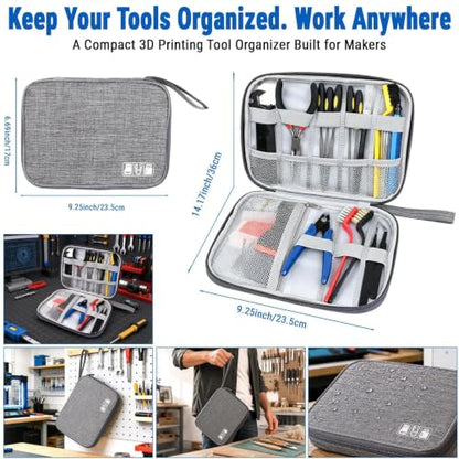 56Pcs 3D Printer Tools Kit with Storage Case, 3D Printer Accessories - Deburring Tool, Removing Scrapers, Metal Files, Brushes, Engraving Knives, Tweezers & More, for Bambu Lab, Ender 3, Kobra, etc