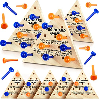 Zhanmai 3 Sets Wooden Triangle Peg Travel Game, Blue & Orange Peg - color: Blue & Orange Peg