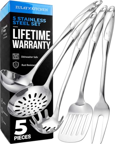 Zulay Kitchen Stainless Steel 5 Piece Cooking Utensil Set - size: 5 Piece Set