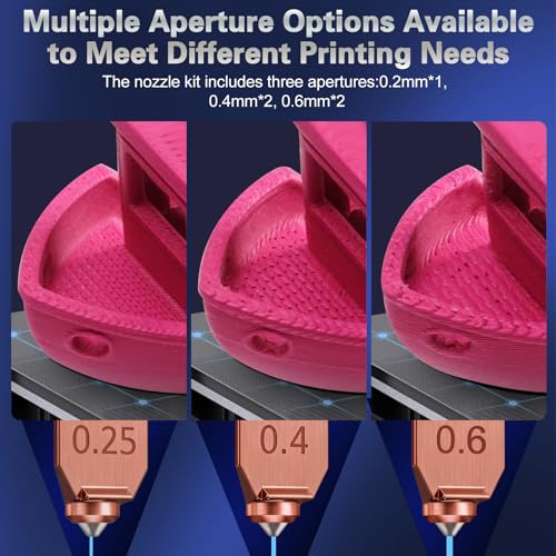 Upgraded AD5X Hotend Kit,0.25MM/2*0.4MM/2*0.6MM Nozzles,5 Silicone Sock,6 Nozzle Brush,30 Cleaning Needles,5 Silicone Greases,All Metal Quick-Detachable Nozzle Kit,32mm³/s High Flow,600mm/s High-Speed - size: 51PCS