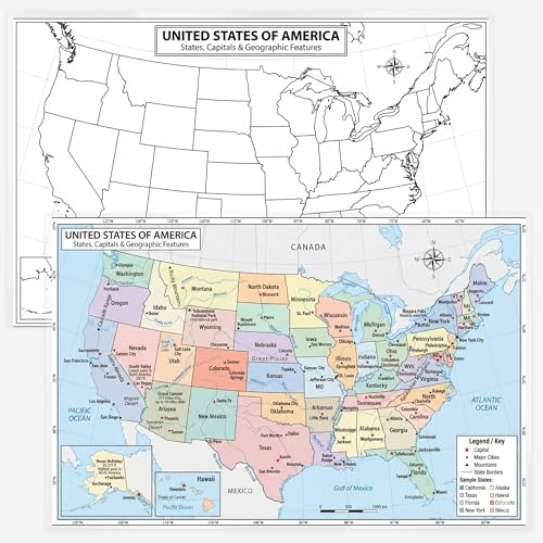 World Geography Map Set – 9-Pack Laminated 11x17 Dry Erase Study Maps | Double-Sided Classroom Learning Tools with Color Maps Front & Blank Outline Backs | Reusable Homeschool Practice, Test Prep & Memorization Aid - color: 9-Pack Bundle